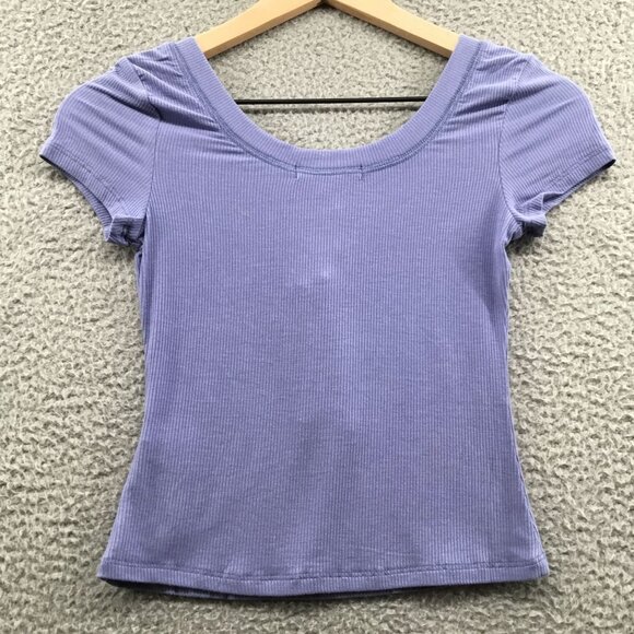 Lulus‎ Rib Knit Button Front Crop Top Light Blue XS - Picture 2 of 3
